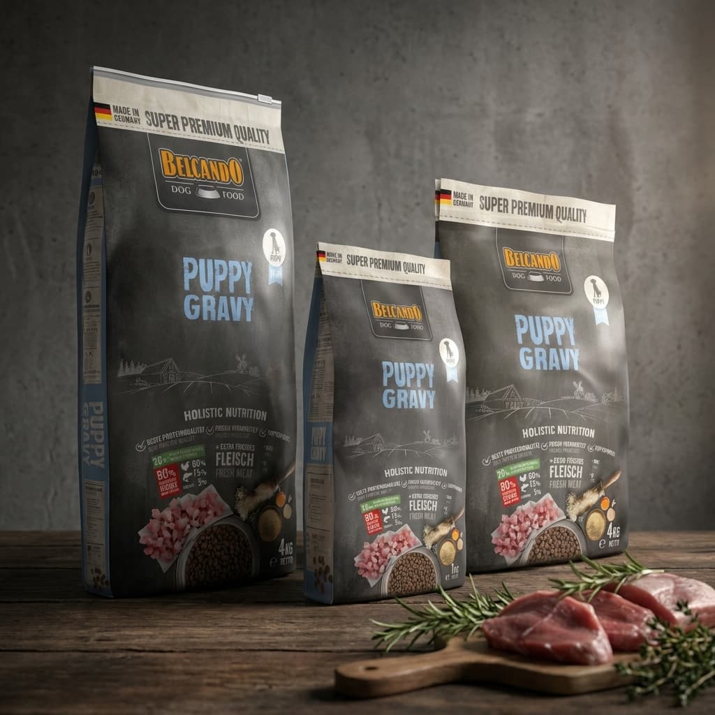 Bolsas de Belcando Puppy Gravy en presentaciones de 1, 4 y 12,5 kilos